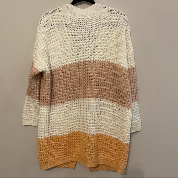 Handmade Cottagecore Knitted Colorblock Long Cardigan - Size L/XL - Picture 8 of 11